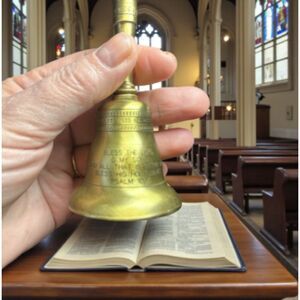 Brass Bell Small Inscribed With Psalm 103.1 Bless His Holy Name Clear Tone Vtg